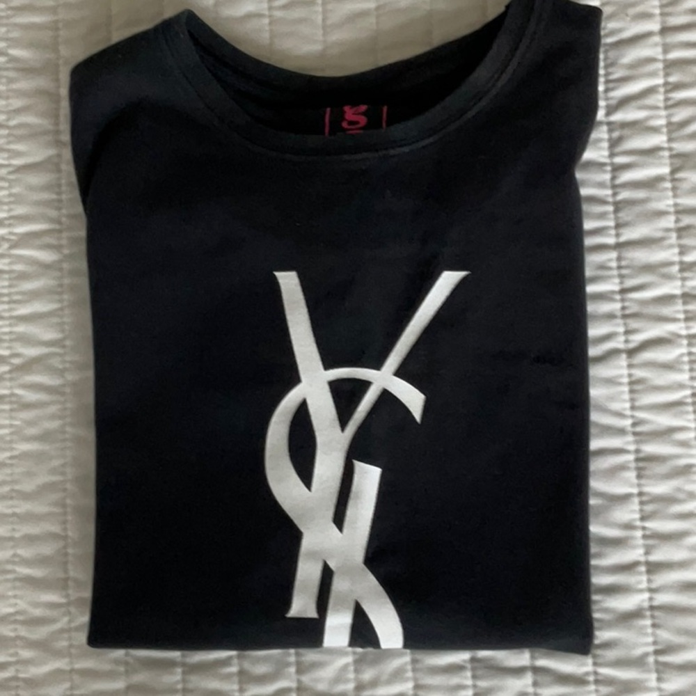 Vintage YSL Promotional Black Short Sleeve Short Length T Shirt. Small - Picture 2 of 6